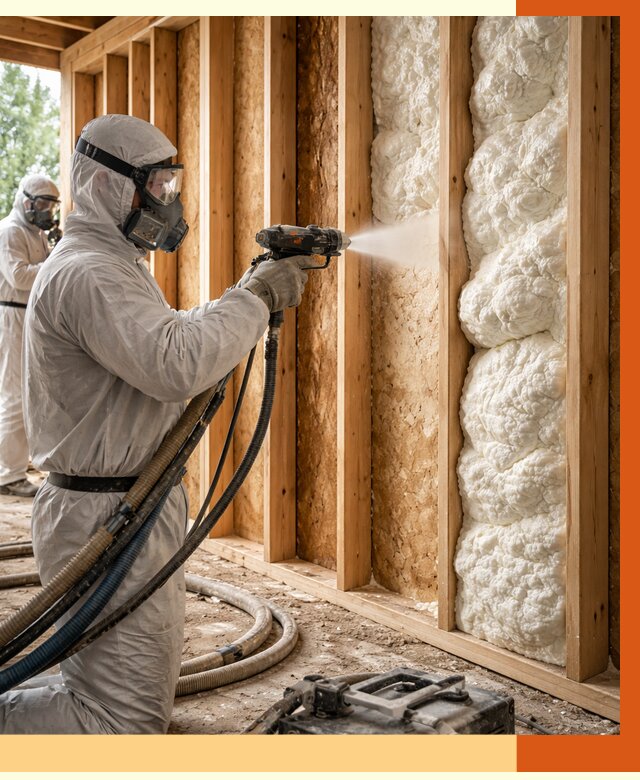 Утепление каркасного дома ППУ в Темрюке от 2882 руб./м2 — работа под ключ | ТепломастерТмр