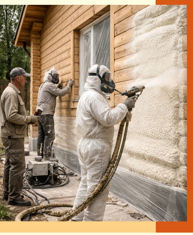 Утепление дома из бруса ППУ в Темрюке от 3963 руб/м2 под ключ | ТепломастерТмр