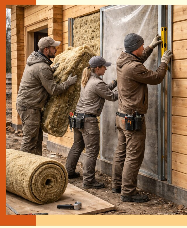 Утепление дома из двойного бруса в Темрюке качественно и надёжно