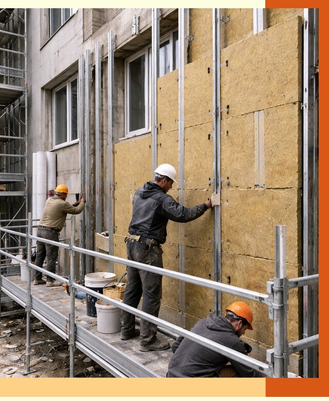 Утепление вентилируемого фасада в Темрюке от 5764 руб/м2 — монтаж и утепление вентфасад | ТепломастерТмр