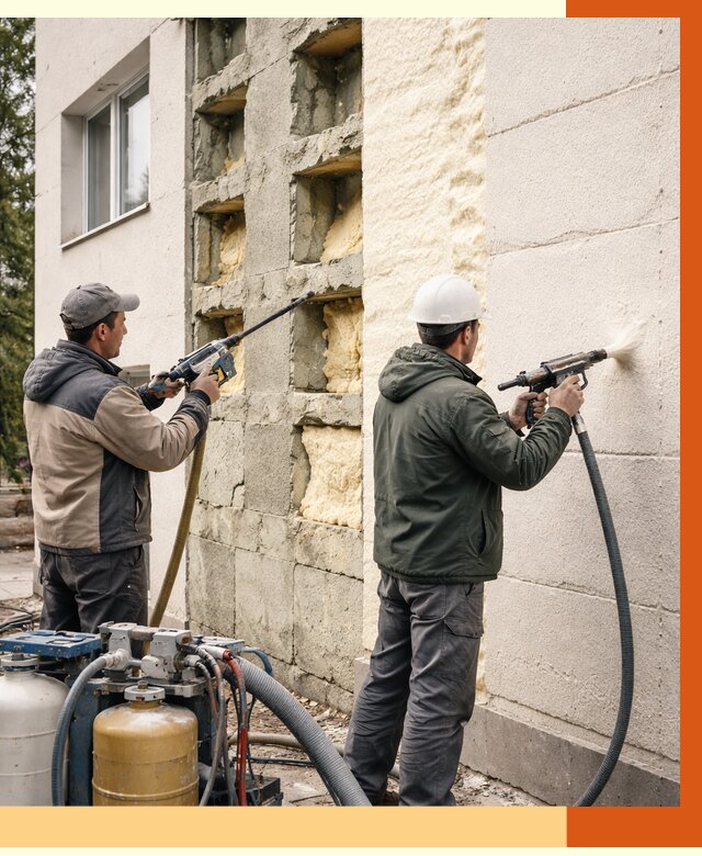 Заполнение пустот фасада в Темрюке от 4632 руб. — утепление пустот облицовки | ТепломастерТмр