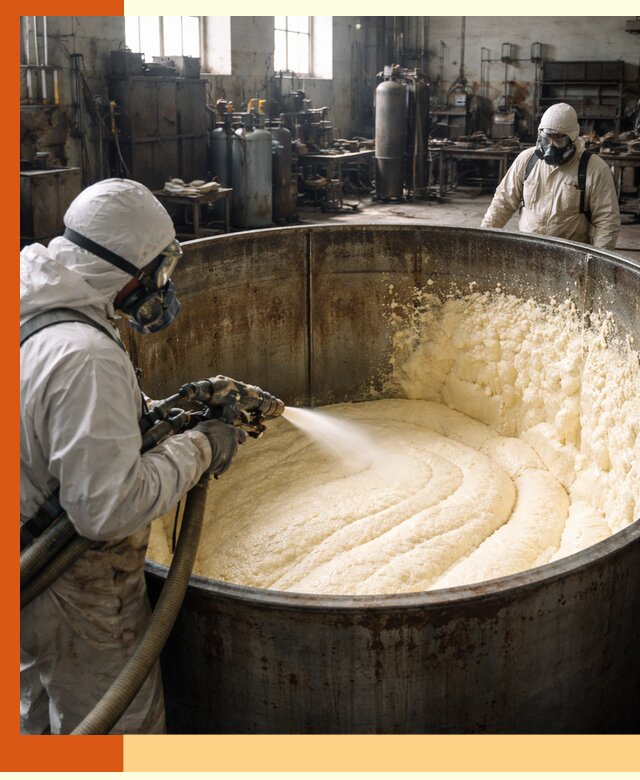 Заливка ппу в емкости с полной изоляцией и герметизацией в Темрюке